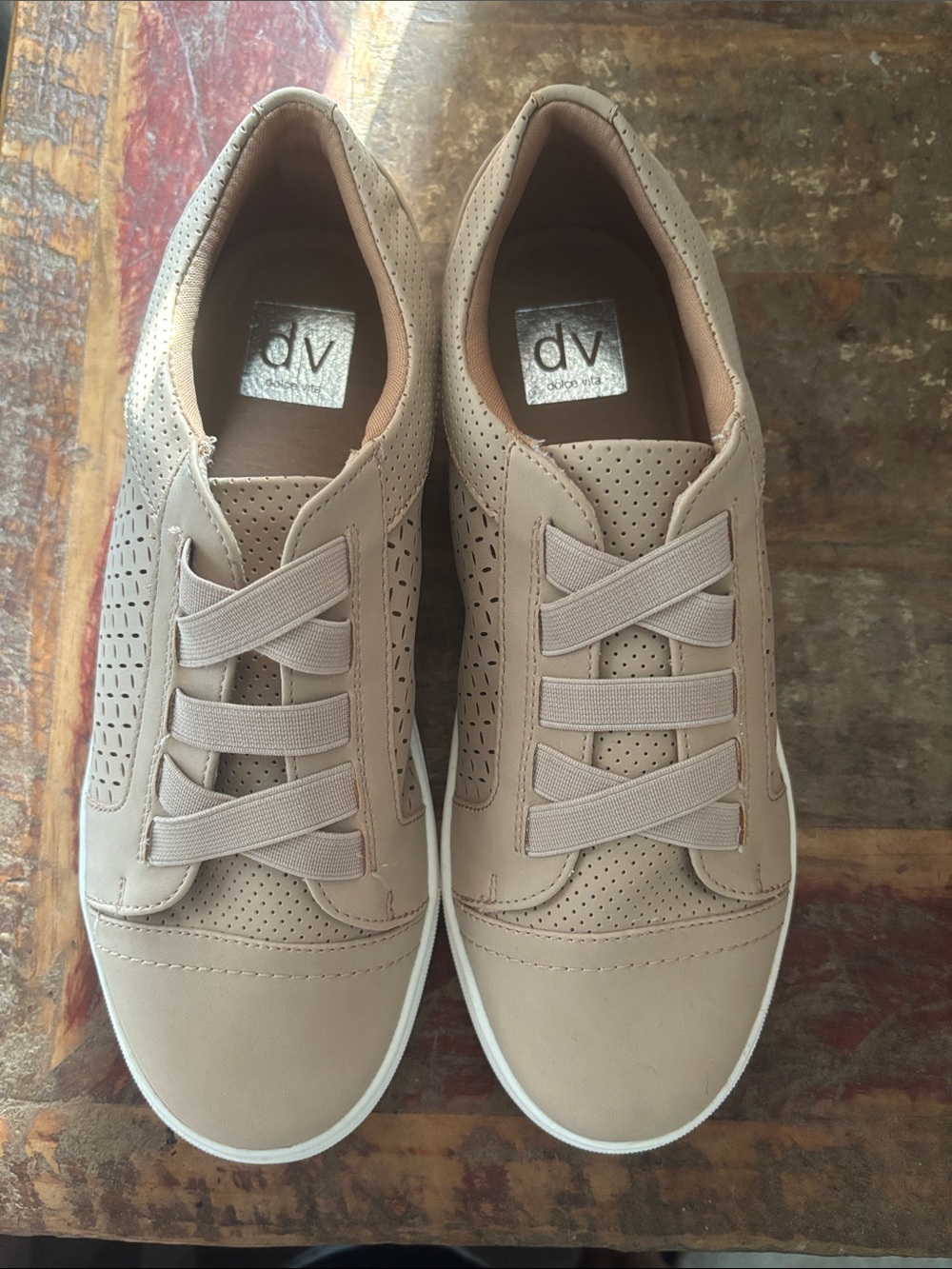 DV by Dolce Vita Beige Perforated Slip-On Sneakers